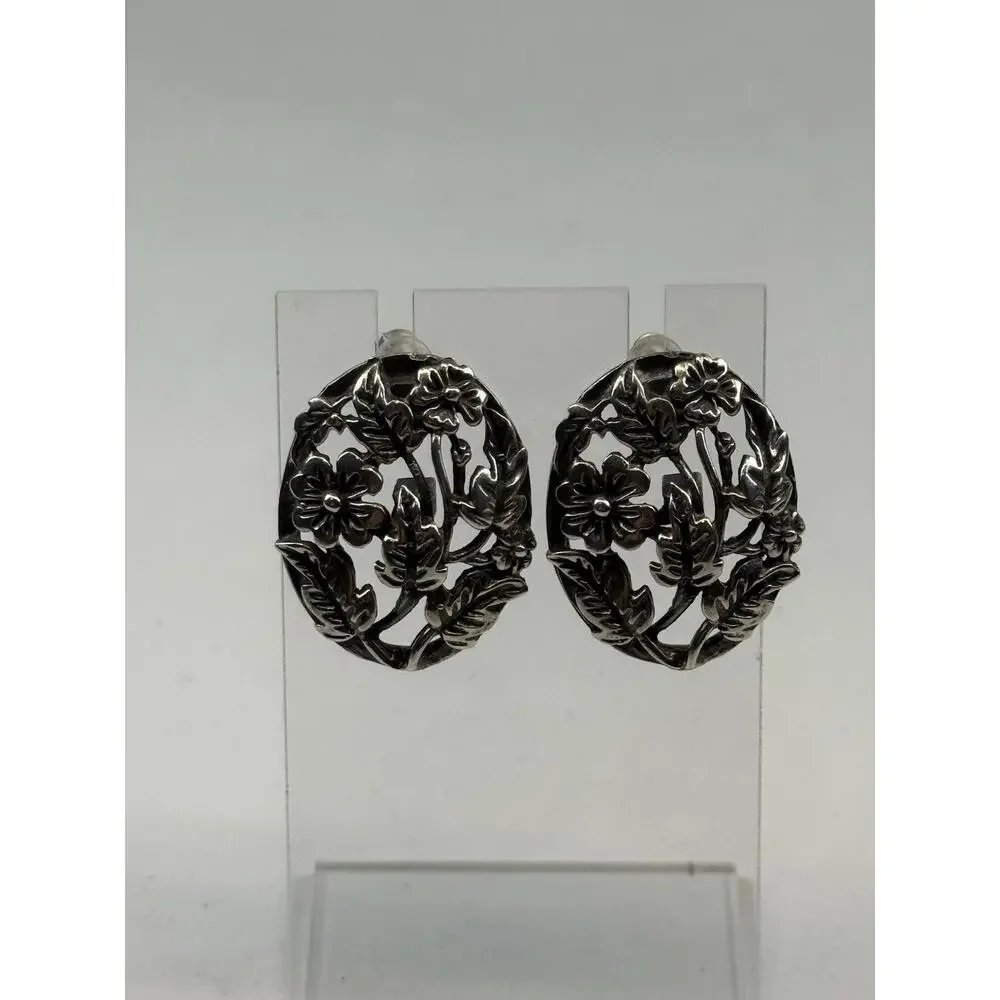TH-90 Mexico Sterling Silver Pierced Earrings 1.25